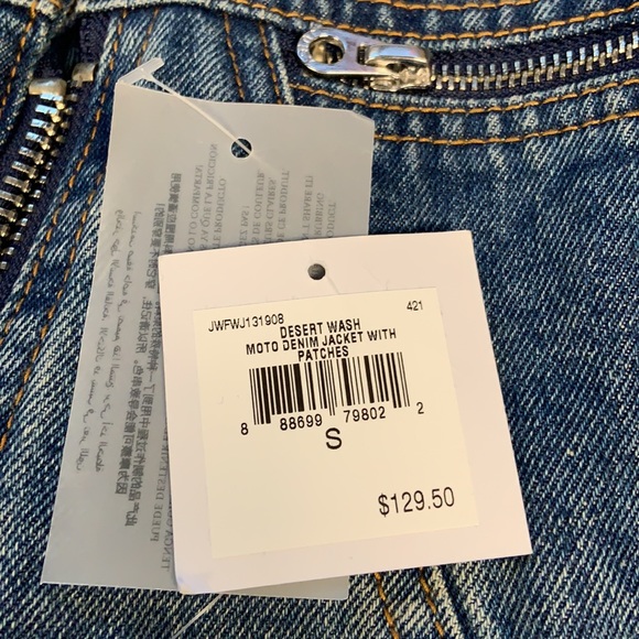 Juicy Couture NWT Denim Jean Moto Jacket Patches S - Picture 12 of 13